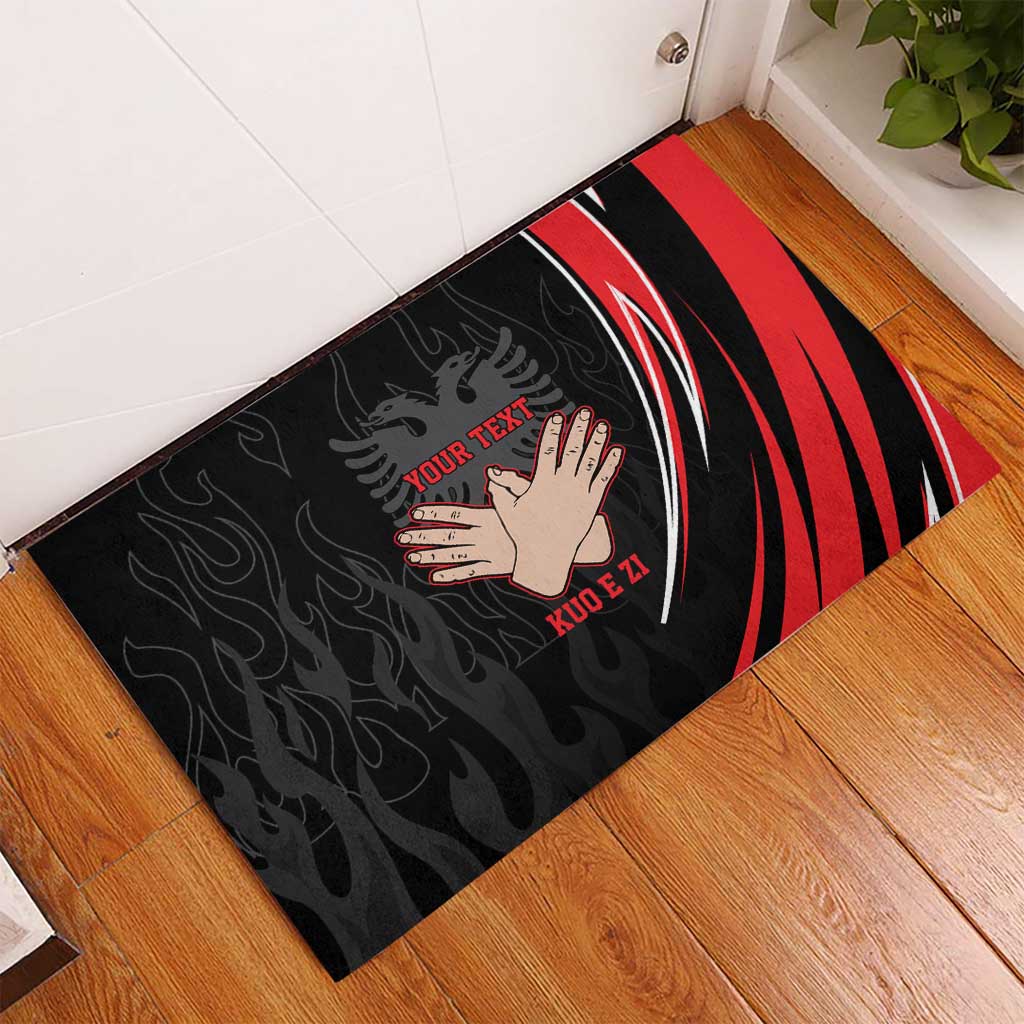 Personalized Shqipe Albania Nation Flag Rubber Doormat Kuq E Zi Tiranaproud Albanian - Wonder Print Shop