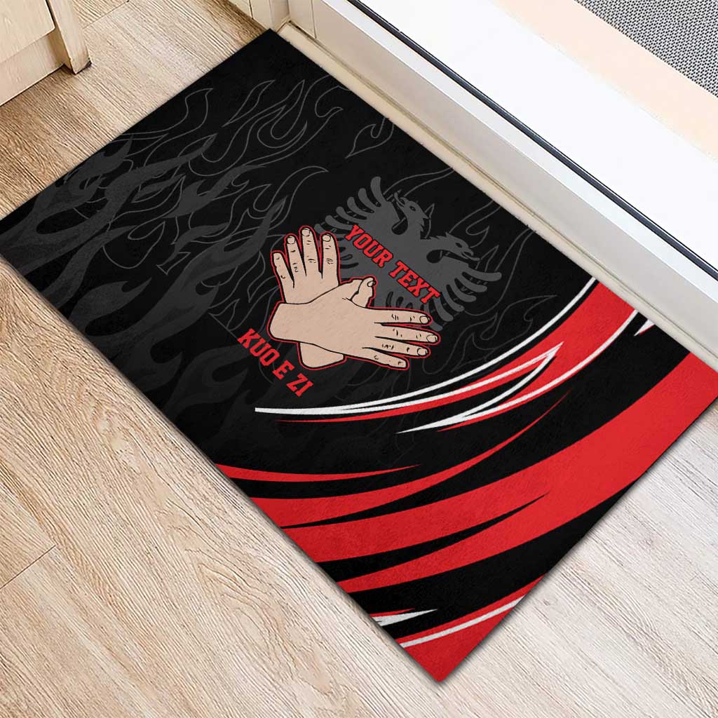 Personalized Shqipe Albania Nation Flag Rubber Doormat Kuq E Zi Tiranaproud Albanian - Wonder Print Shop