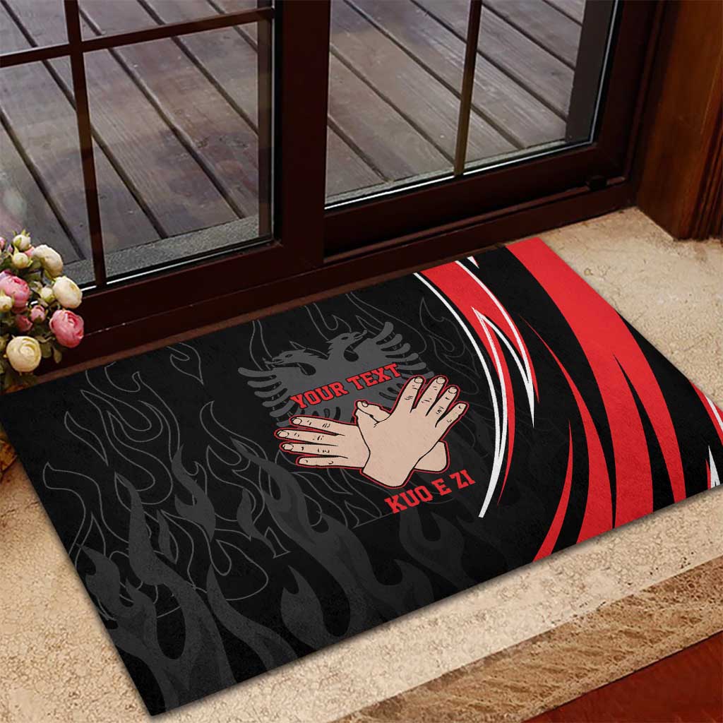 Personalized Shqipe Albania Nation Flag Rubber Doormat Kuq E Zi Tiranaproud Albanian - Wonder Print Shop
