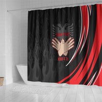 Personalized Shqipe Albania Nation Flag Shower Curtain Kuq E Zi Tiranaproud Albanian - Wonder Print Shop