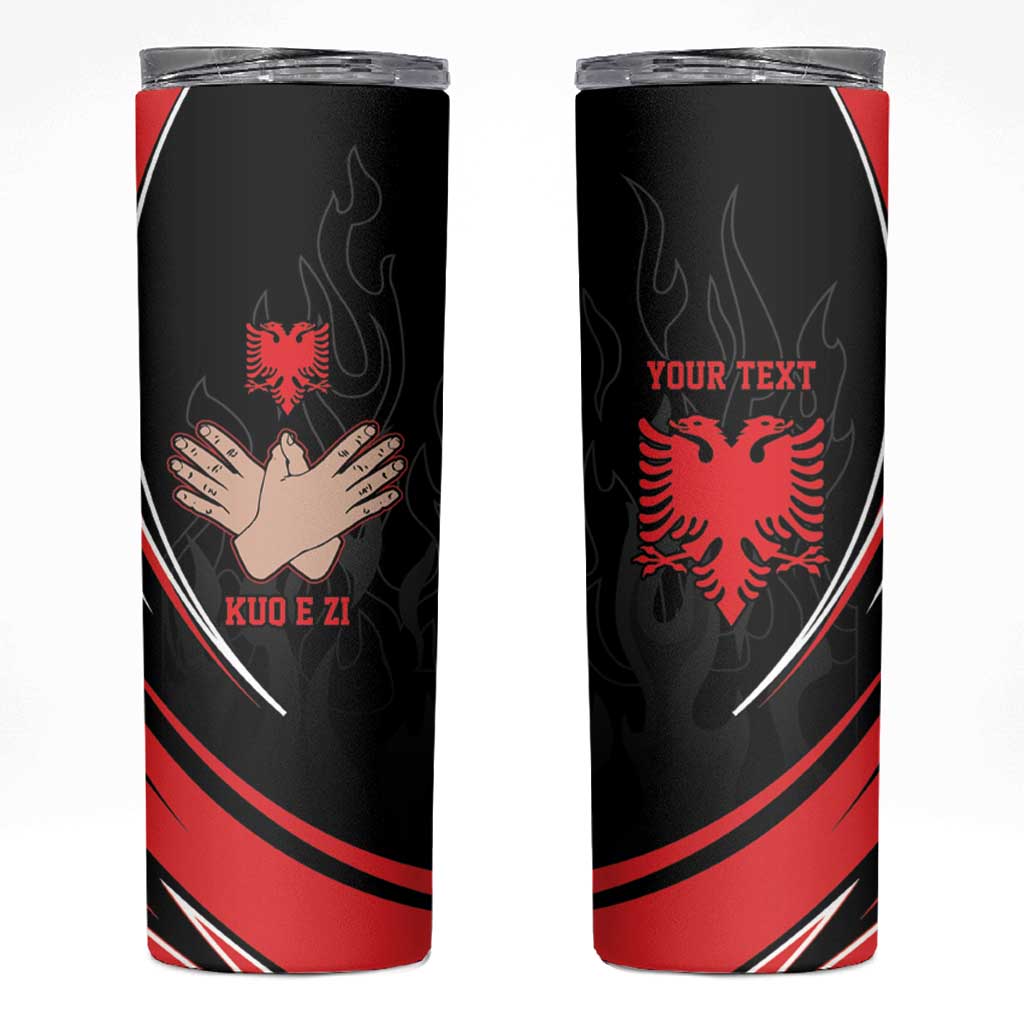 Personalized Shqipe Albania Nation Flag Skinny Tumbler Kuq E Zi Tiranaproud Albanian - Wonder Print Shop