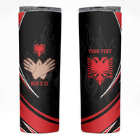 Personalized Shqipe Albania Nation Flag Skinny Tumbler Kuq E Zi Tiranaproud Albanian - Wonder Print Shop