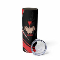 Personalized Shqipe Albania Nation Flag Skinny Tumbler Kuq E Zi Tiranaproud Albanian - Wonder Print Shop