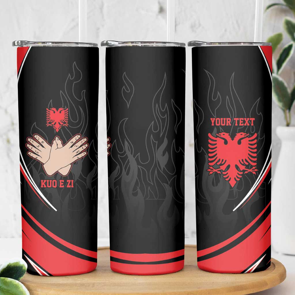 Personalized Shqipe Albania Nation Flag Skinny Tumbler Kuq E Zi Tiranaproud Albanian - Wonder Print Shop