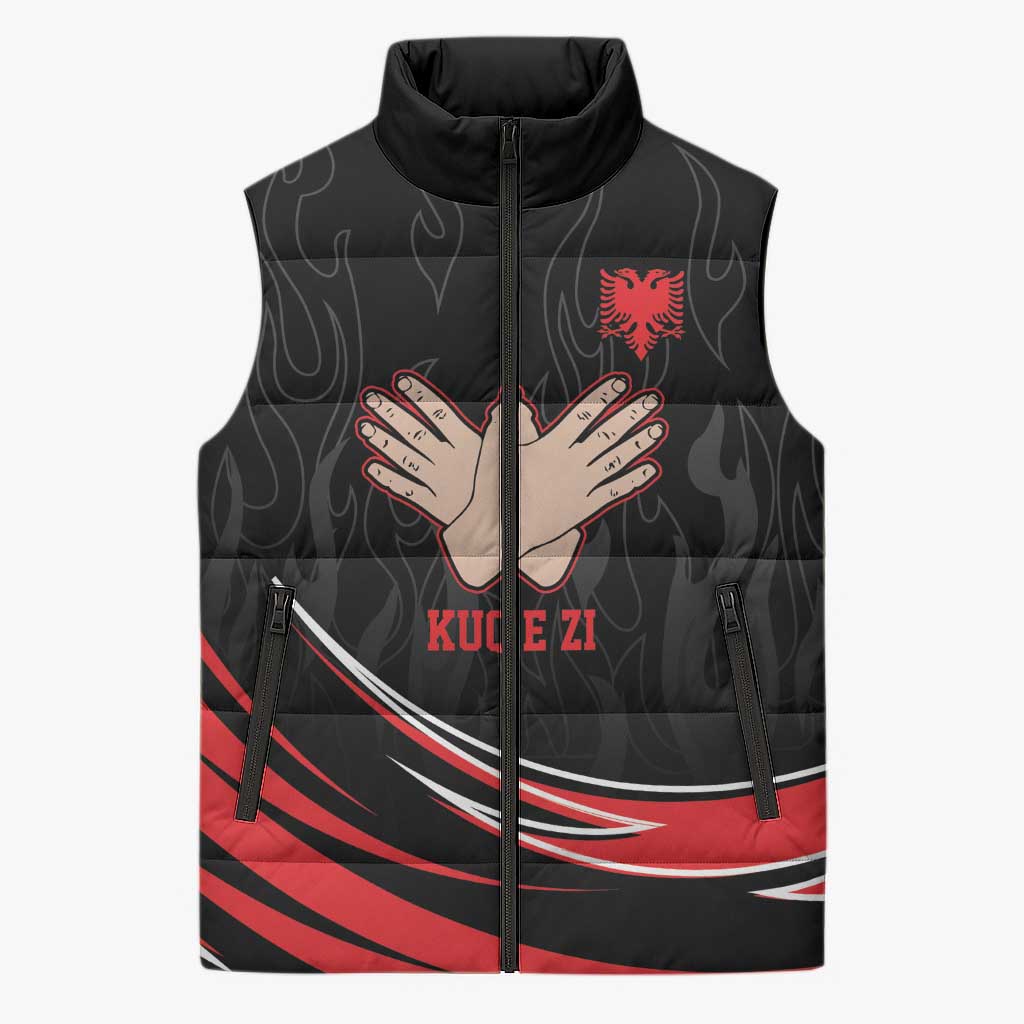 Personalized Shqipe Albania Nation Flag Sleeveless Puffer Jacket Kuq E Zi Tiranaproud Albanian - Wonder Print Shop