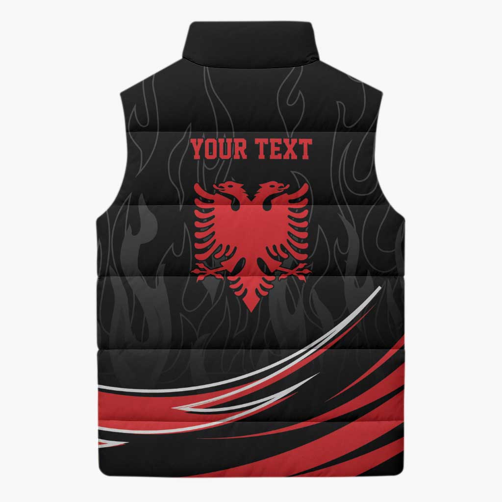 Personalized Shqipe Albania Nation Flag Sleeveless Puffer Jacket Kuq E Zi Tiranaproud Albanian - Wonder Print Shop