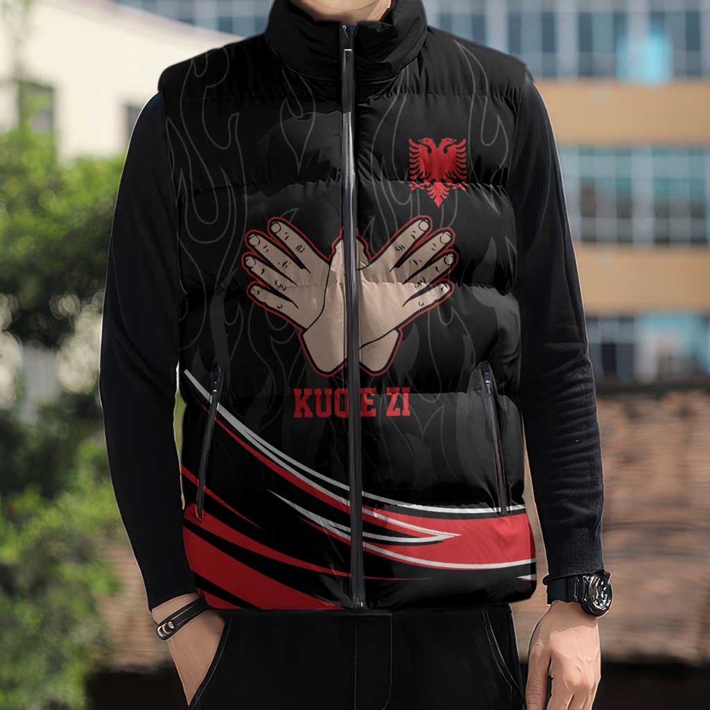 Personalized Shqipe Albania Nation Flag Sleeveless Puffer Jacket Kuq E Zi Tiranaproud Albanian - Wonder Print Shop