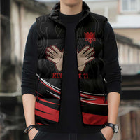 Personalized Shqipe Albania Nation Flag Sleeveless Puffer Jacket Kuq E Zi Tiranaproud Albanian - Wonder Print Shop
