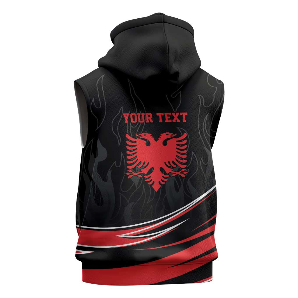 Personalized Shqipe Albania Nation Flag Sleeveless Zip Hoodie Kuq E Zi Tiranaproud Albanian - Wonder Print Shop