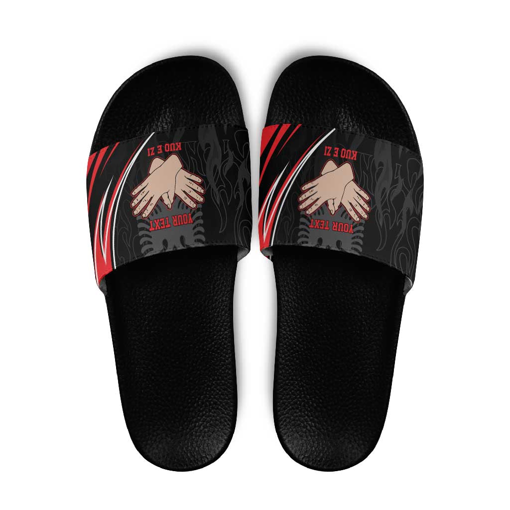 Personalized Shqipe Albania Nation Flag Slide Sandals Kuq E Zi Tiranaproud Albanian - Wonder Print Shop