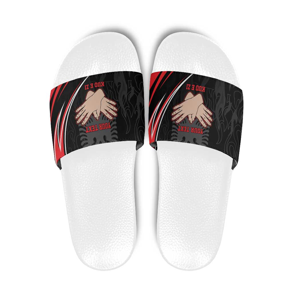 Personalized Shqipe Albania Nation Flag Slide Sandals Kuq E Zi Tiranaproud Albanian - Wonder Print Shop
