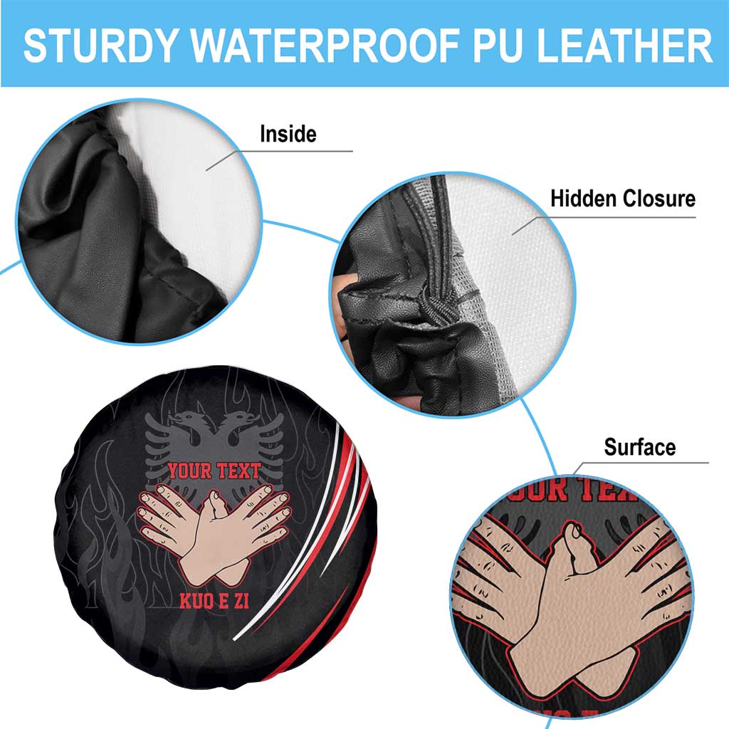 Personalized Shqipe Albania Nation Flag Spare Tire Cover Kuq E Zi Tiranaproud Albanian - Wonder Print Shop