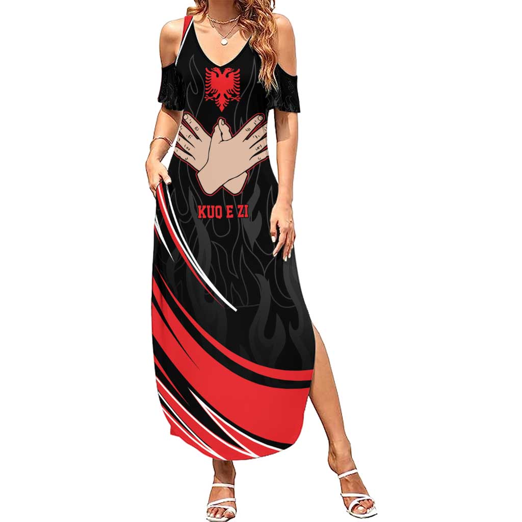 Personalized Shqipe Albania Nation Flag Summer Maxi Dress Kuq E Zi Tiranaproud Albanian - Wonder Print Shop