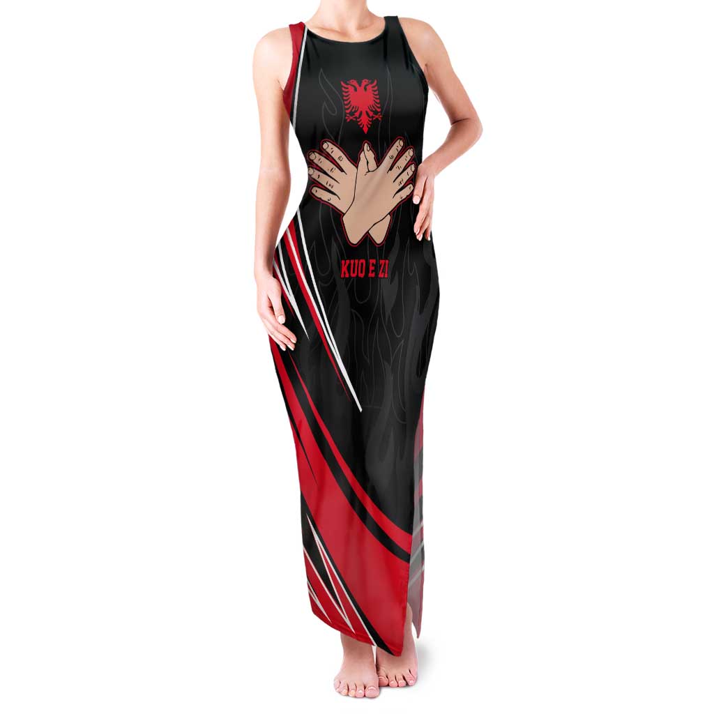 Personalized Shqipe Albania Nation Flag Tank Maxi Dress Kuq E Zi Tiranaproud Albanian - Wonder Print Shop