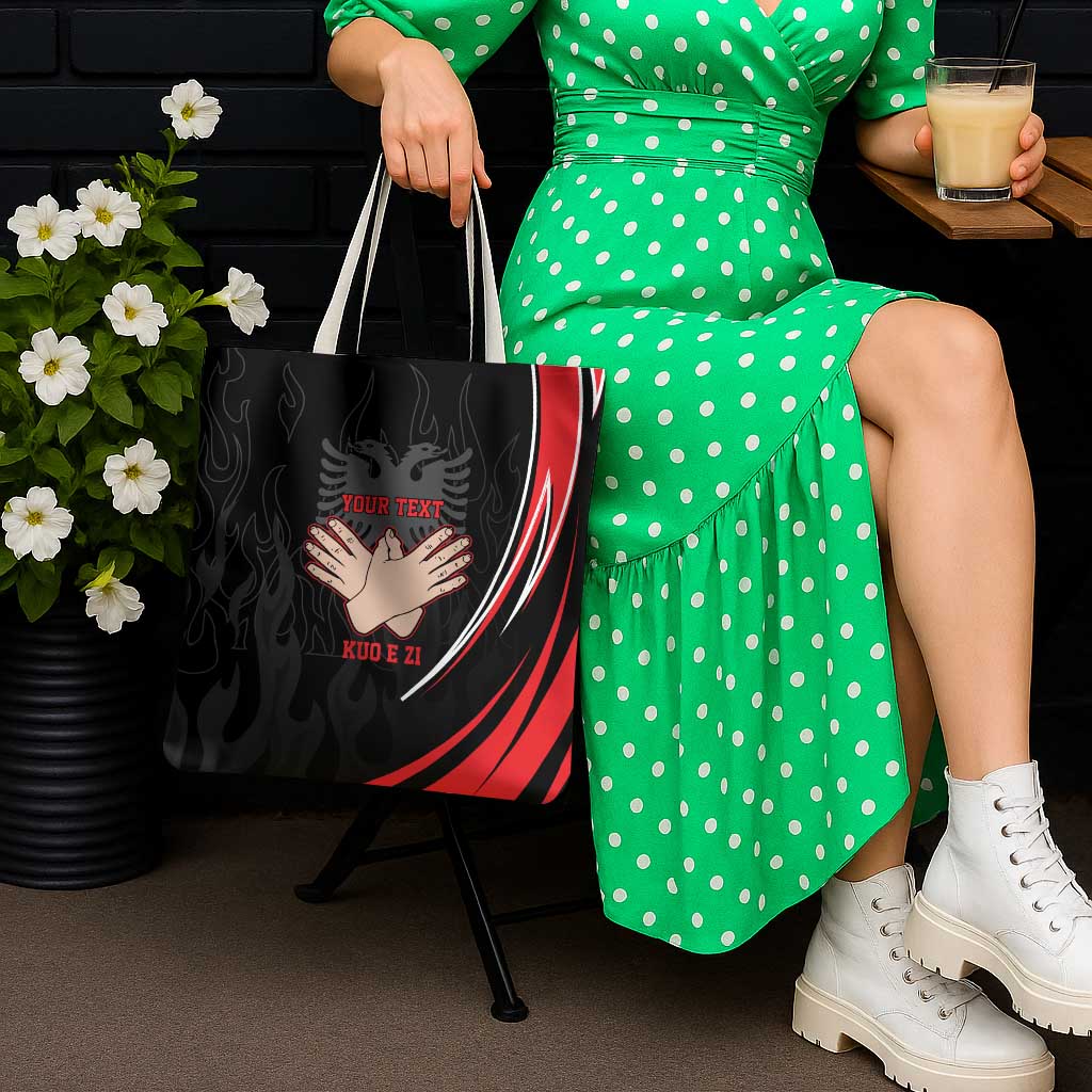 Personalized Shqipe Albania Nation Flag Tote Bag Kuq E Zi Tiranaproud Albanian - Wonder Print Shop