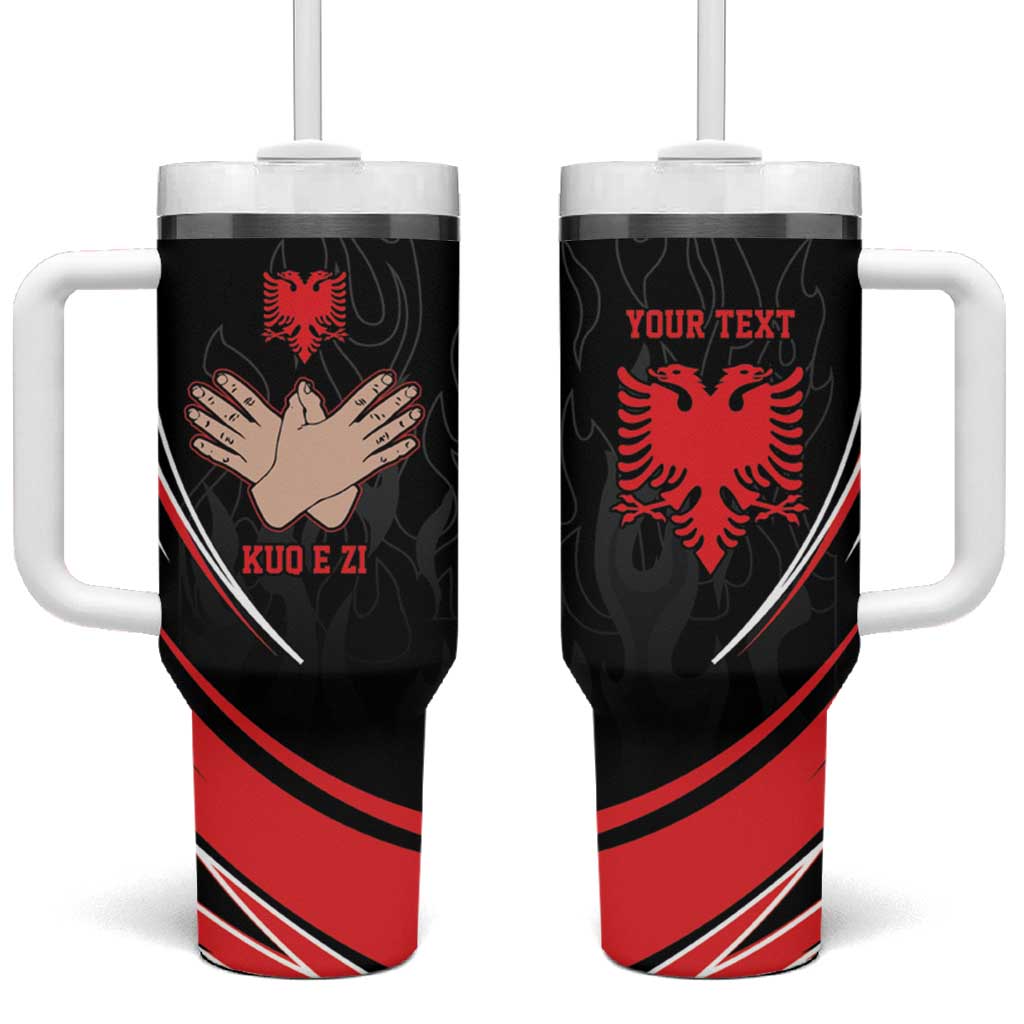 Personalized Shqipe Albania Nation Flag Tumbler With Handle Kuq E Zi Tiranaproud Albanian - Wonder Print Shop