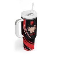Personalized Shqipe Albania Nation Flag Tumbler With Handle Kuq E Zi Tiranaproud Albanian - Wonder Print Shop