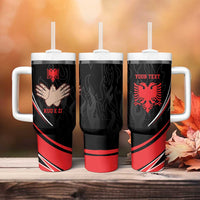 Personalized Shqipe Albania Nation Flag Tumbler With Handle Kuq E Zi Tiranaproud Albanian - Wonder Print Shop
