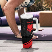 Personalized Shqipe Albania Nation Flag Tumbler With Handle Kuq E Zi Tiranaproud Albanian - Wonder Print Shop