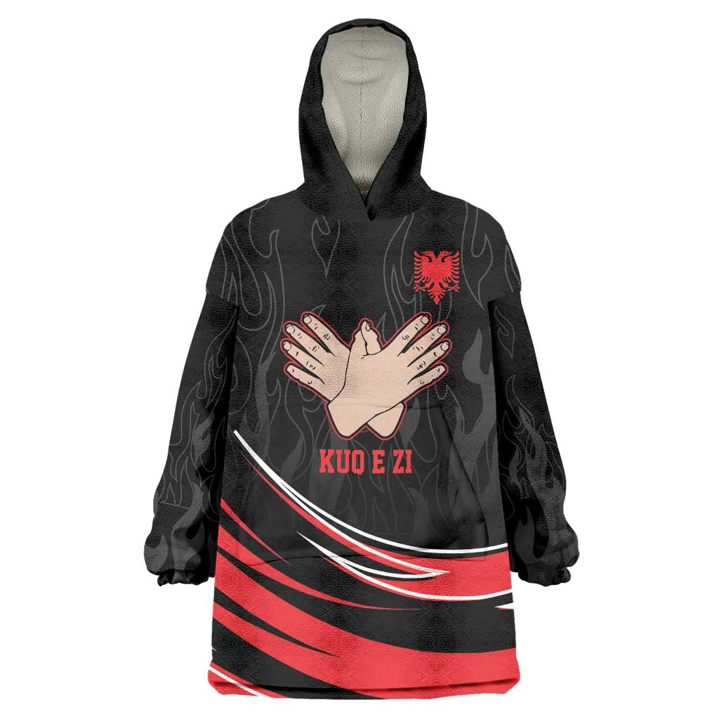 Personalized Shqipe Albania Nation Flag Wearable Blanket Hoodie Kuq E Zi Tiranaproud Albanian - Wonder Print Shop