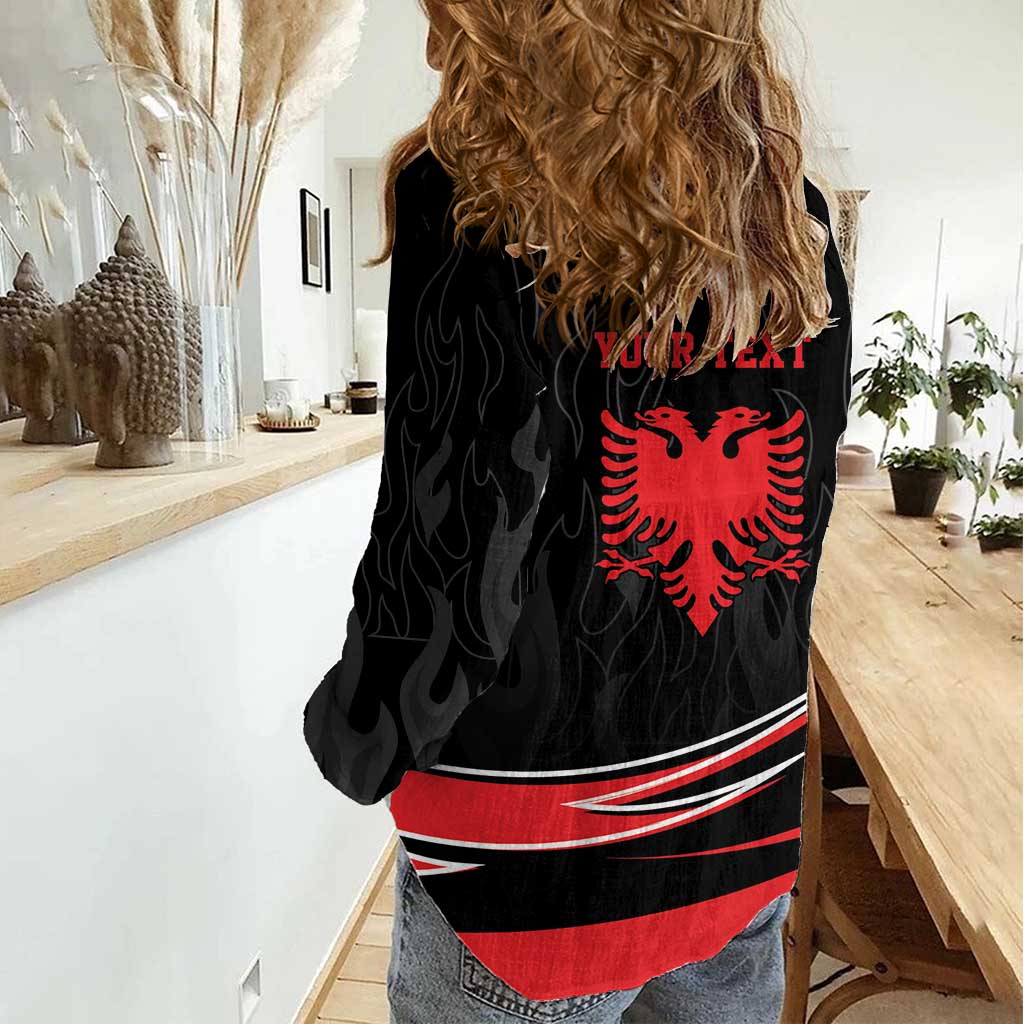 Personalized Shqipe Albania Nation Flag Women Casual Shirt Kuq E Zi Tiranaproud Albanian - Wonder Print Shop
