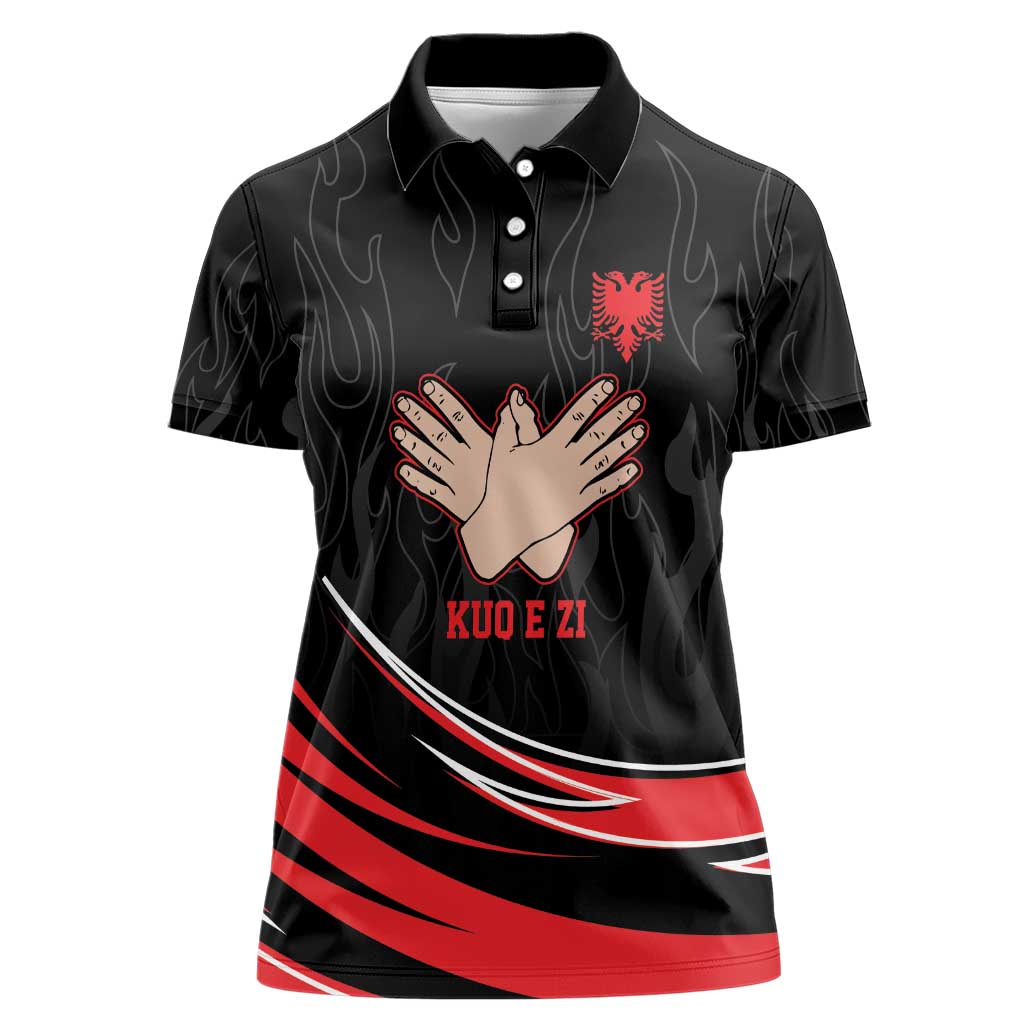 Personalized Shqipe Albania Nation Flag Women Polo Shirt Kuq E Zi Tiranaproud Albanian - Wonder Print Shop