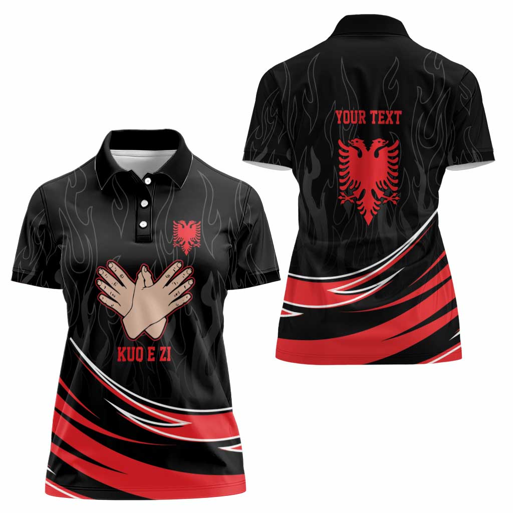 Personalized Shqipe Albania Nation Flag Women Polo Shirt Kuq E Zi Tiranaproud Albanian - Wonder Print Shop