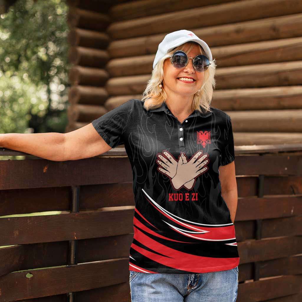 Personalized Shqipe Albania Nation Flag Women Polo Shirt Kuq E Zi Tiranaproud Albanian - Wonder Print Shop