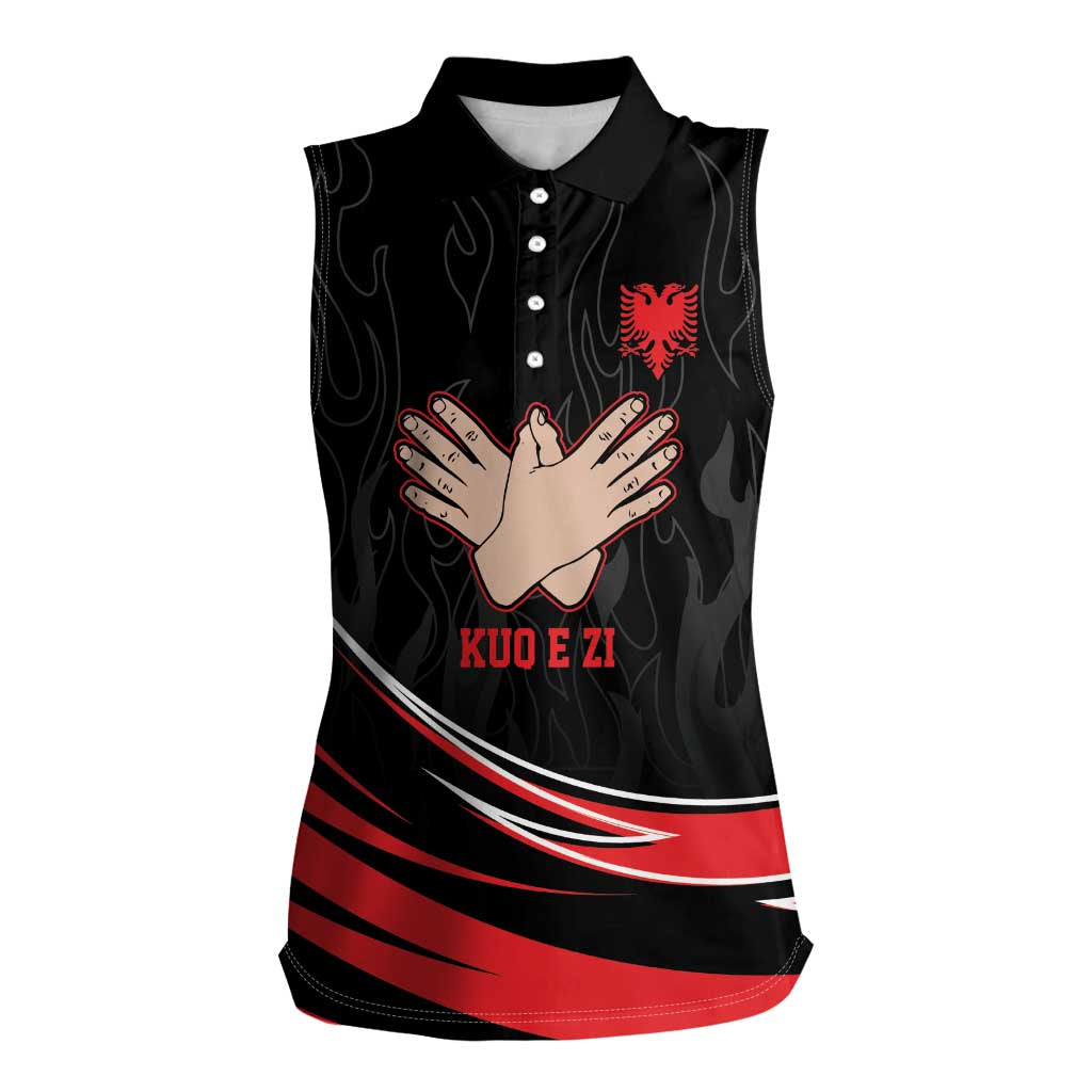 Personalized Shqipe Albania Nation Flag Women Sleeveless Polo Shirt Kuq E Zi Tiranaproud Albanian - Wonder Print Shop