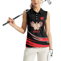 Personalized Shqipe Albania Nation Flag Women Sleeveless Polo Shirt Kuq E Zi Tiranaproud Albanian - Wonder Print Shop