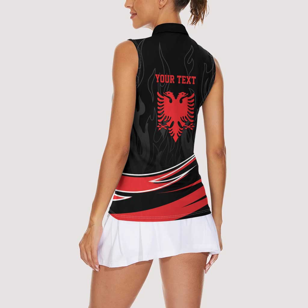 Personalized Shqipe Albania Nation Flag Women Sleeveless Polo Shirt Kuq E Zi Tiranaproud Albanian - Wonder Print Shop