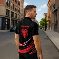 Personalized Shqipe Albania Nation Flag Zipper Polo Shirt Kuq E Zi Tiranaproud Albanian - Wonder Print Shop