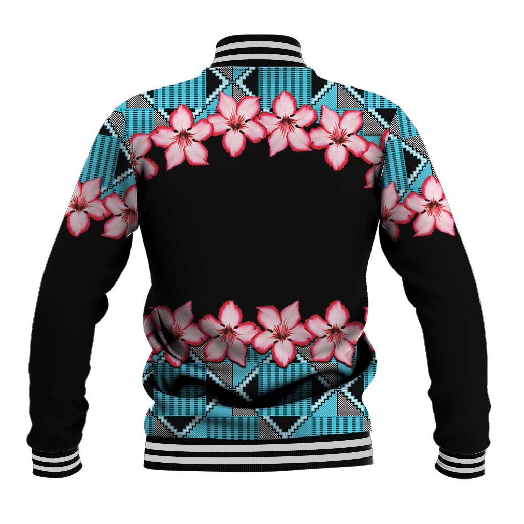 African Adenium Multiflorum Flowers Baseball Jacket with Kente Style LT9 - Wonder Print Shop