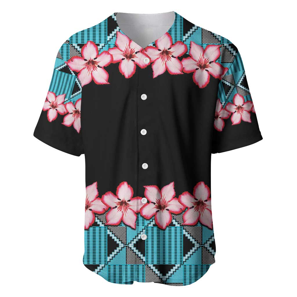 African Adenium Multiflorum Flowers Baseball Jersey with Kente Style LT9 - Wonder Print Shop