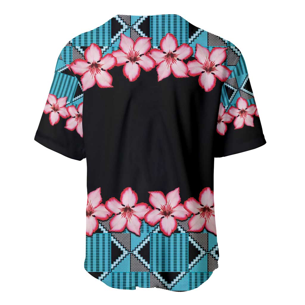 African Adenium Multiflorum Flowers Baseball Jersey with Kente Style LT9 - Wonder Print Shop