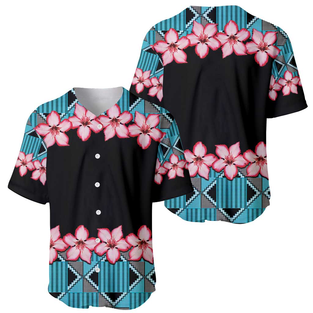 African Adenium Multiflorum Flowers Baseball Jersey with Kente Style LT9 - Wonder Print Shop