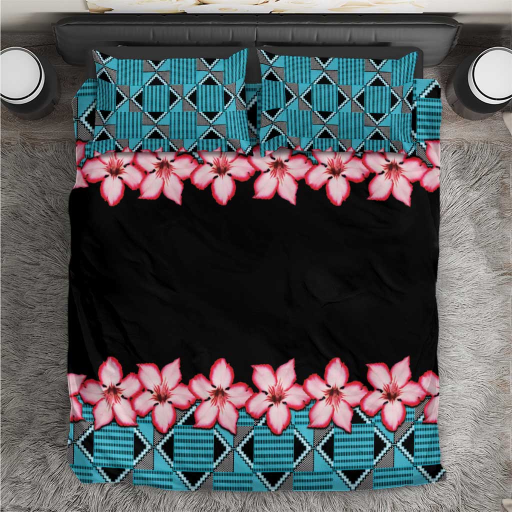 African Adenium Multiflorum Flowers Bedding Set with Kente Style LT9 - Wonder Print Shop