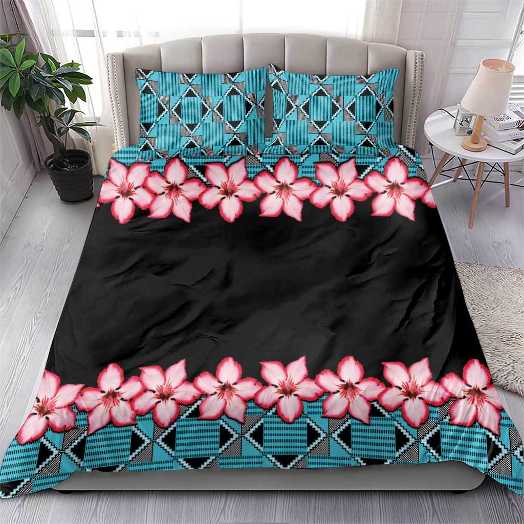 African Adenium Multiflorum Flowers Bedding Set with Kente Style LT9 - Wonder Print Shop