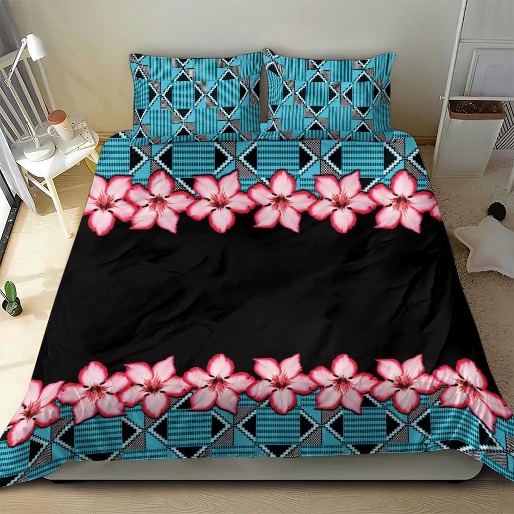 African Adenium Multiflorum Flowers Bedding Set with Kente Style LT9 - Wonder Print Shop