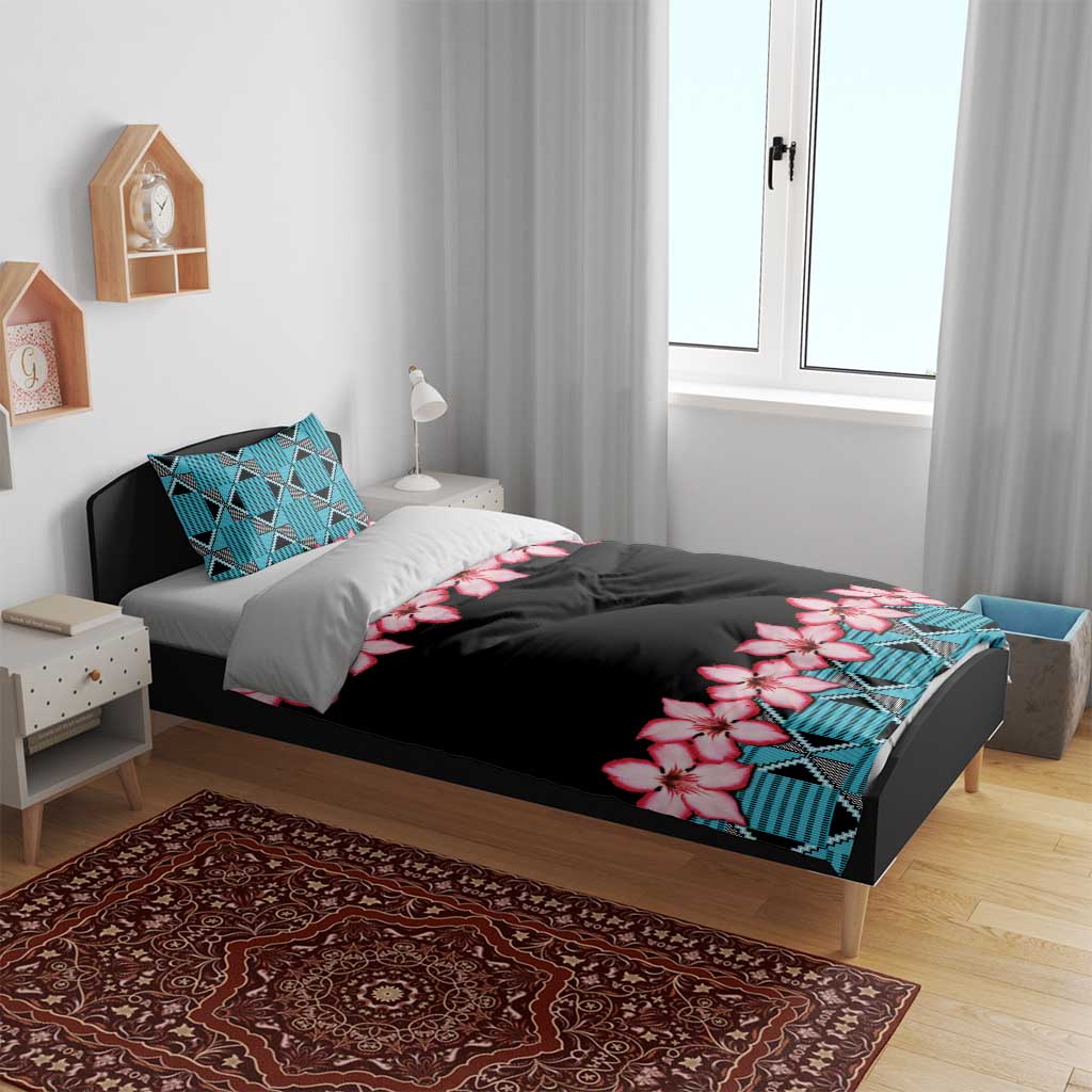 African Adenium Multiflorum Flowers Bedding Set with Kente Style LT9 - Wonder Print Shop