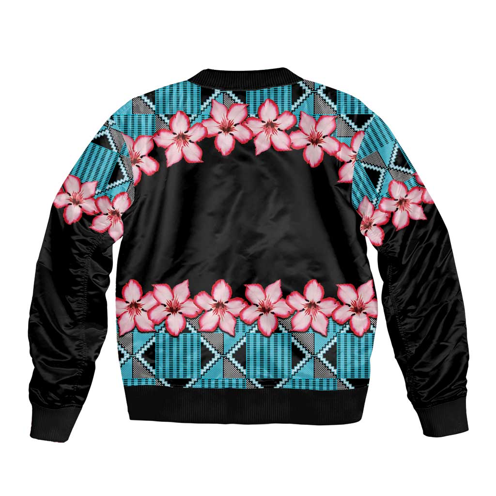 African Adenium Multiflorum Flowers Bomber Jacket with Kente Style LT9 - Wonder Print Shop