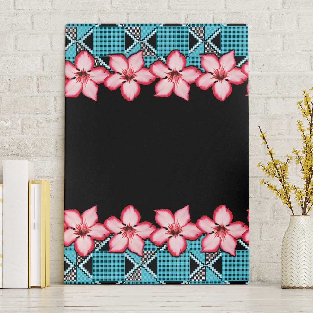 African Adenium Multiflorum Flowers Canvas Wall Art with Kente Style LT9 - Wonder Print Shop