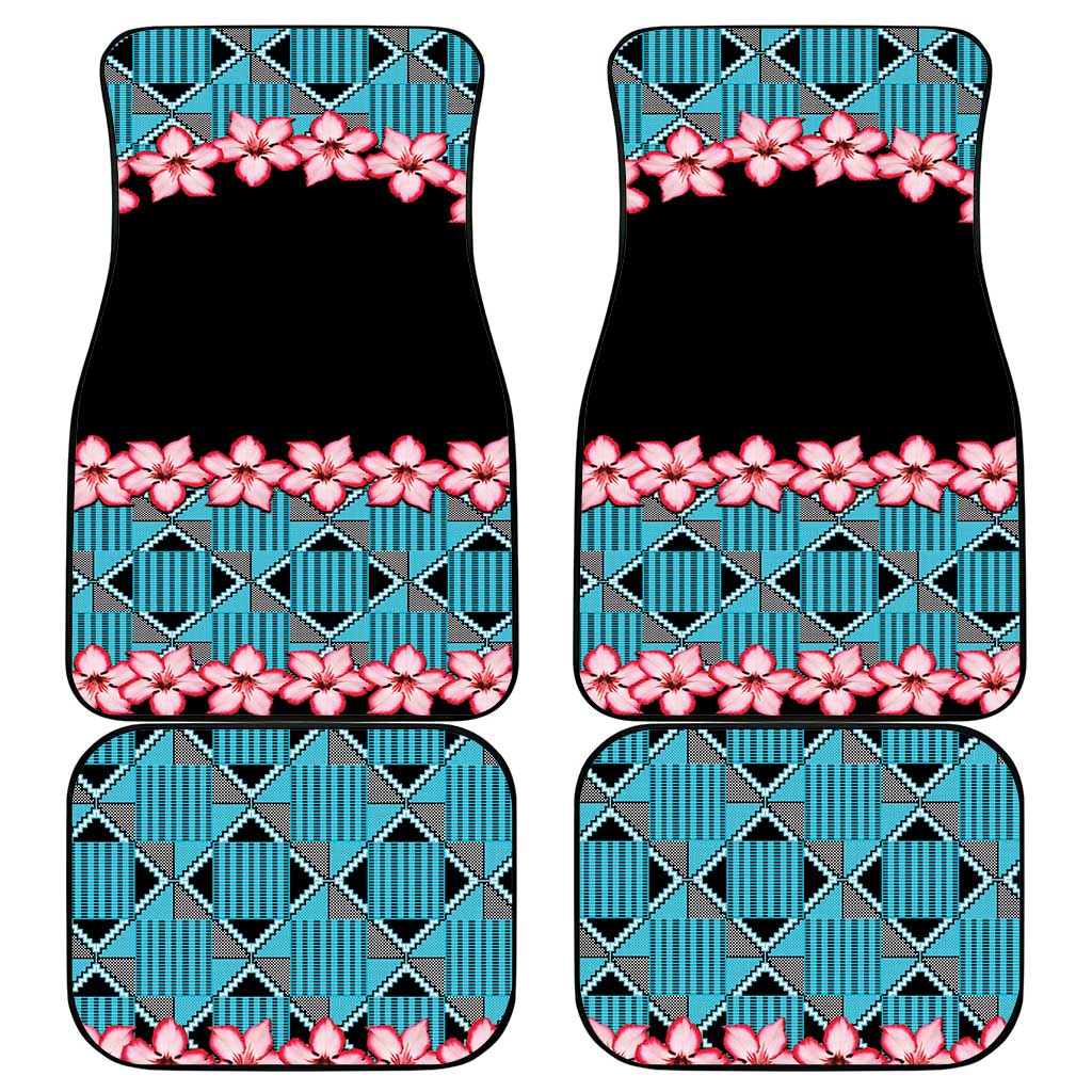 African Adenium Multiflorum Flowers Car Mats with Kente Style LT9 - Wonder Print Shop