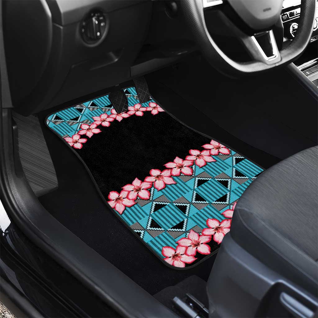 African Adenium Multiflorum Flowers Car Mats with Kente Style LT9 - Wonder Print Shop