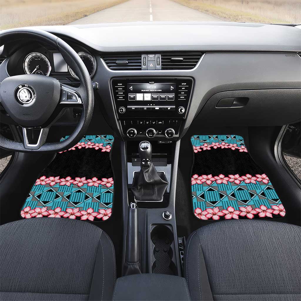 African Adenium Multiflorum Flowers Car Mats with Kente Style LT9 - Wonder Print Shop