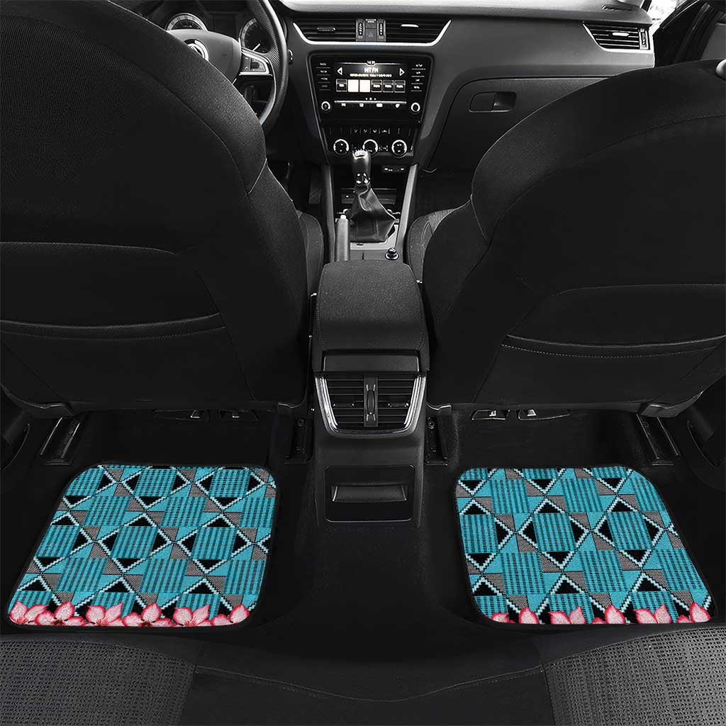 African Adenium Multiflorum Flowers Car Mats with Kente Style LT9 - Wonder Print Shop
