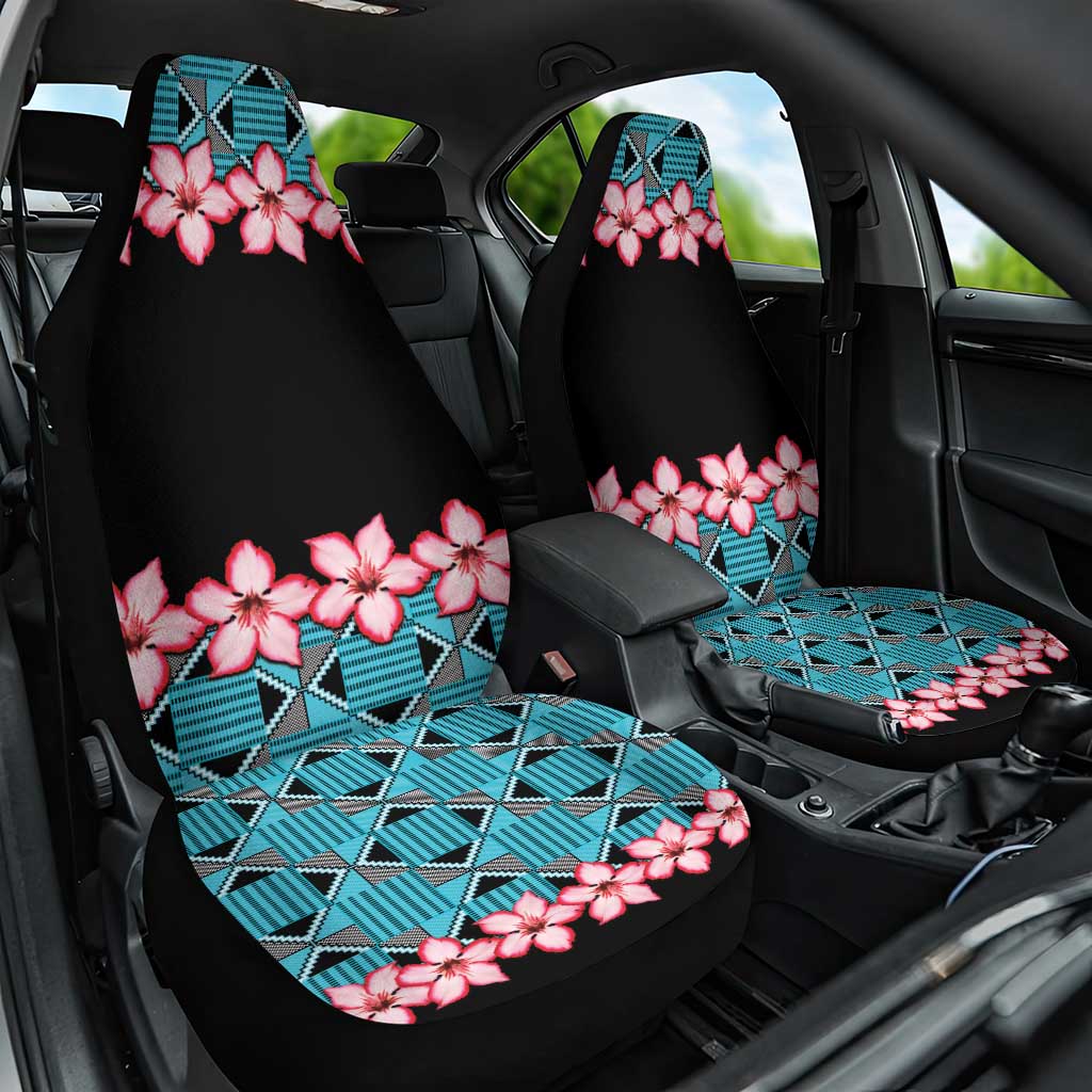 African Adenium Multiflorum Flowers Car Seat Cover with Kente Style LT9 - Wonder Print Shop
