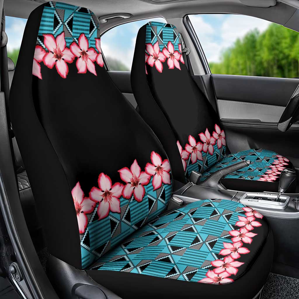 African Adenium Multiflorum Flowers Car Seat Cover with Kente Style LT9 - Wonder Print Shop