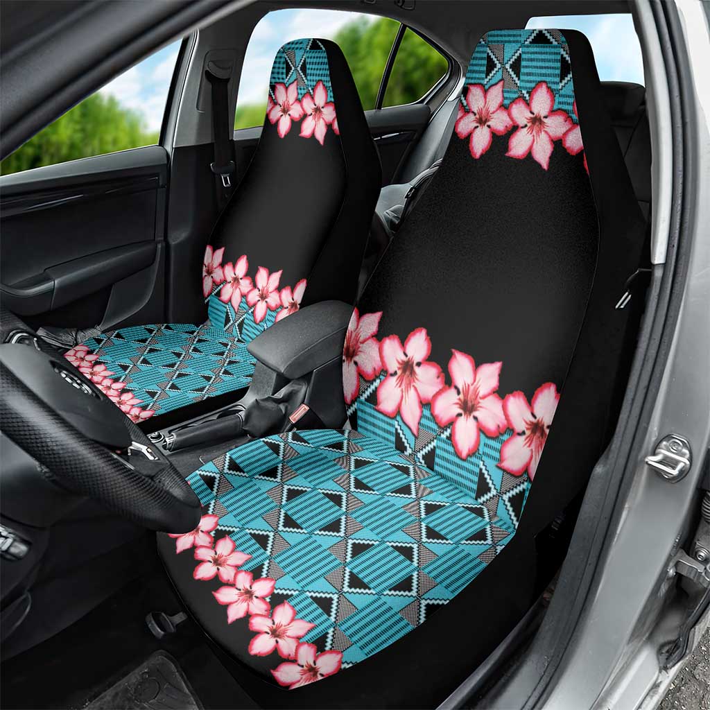 African Adenium Multiflorum Flowers Car Seat Cover with Kente Style LT9 - Wonder Print Shop