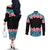 African Adenium Multiflorum Flowers Couples Matching Off The Shoulder Long Sleeve Dress and Long Sleeve Button Shirt with Kente Style